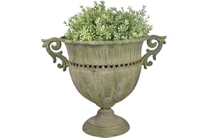 ESSCHERT DESIGN Fallen Fruits AM68 - Urna redonda de metal envejecido, color verde