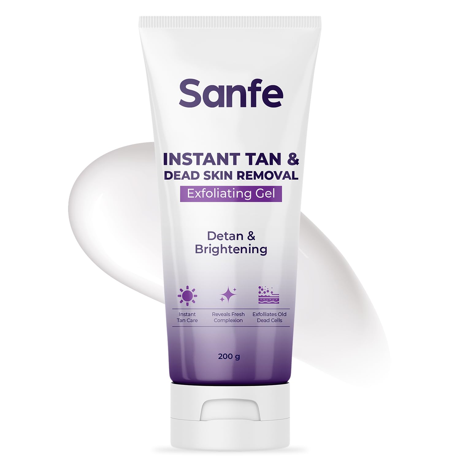 Sanfe Instant Tan & Dead Skin Removal Exfoliating Gel | Visibly Removes Tan | AHA Exfoliation in Minutes | Smooth & Bright Sk