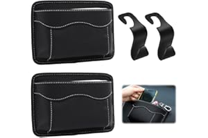 WAVATA 2 organizer per seggiolino auto+2 accessori per auto gancio di stoccaggio auto, custodia sul lato del seggiolino auto, mini organizer in pelle, ideale per riporre telefoni cellulari, portafogli, altro