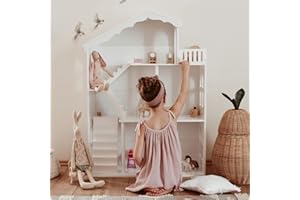 WUHUHAI Dollhouse Bookcase Children Wooden House Bookshelf 3 Tier Kids Book Rack Displays Storage Unit for Bedroom Livingroom Kindergarden
