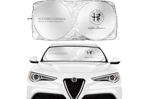 ALIEDA Parasole Parabrezza per Auto, Per Alfa Romeo Giulia 147 156 159 Mito Stelvio Sportiva Giulietta Blocks Protezione Parasole Pieghevole per Raggi UV, Mantieni Il Tuo Veicolo Più Fresco