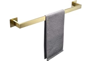 WOMAO Toallero de Barra Adhesiva sin perforación, Acabado en Oro Cepillado, Superficie en Soporte para Toallas de baño, 60 cm de Largo