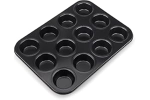 ChuerTech Stampo Mini Muffin, Stampo Mini Plumcake 12 Teglia Antiaderente, Teglia Mini Plumcake in Acciaio al Carbonio, Diametro Cavità 6.5cm, Formine Crostatine Piccole (36.5x25.5)