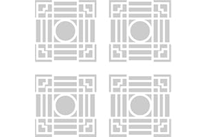 Metal Monkey Stickers Art Deco Square Geometric Pattern Frosted Etch or Stained Glass Effect Window Decal 300mm (Set of 4) Glass Etch