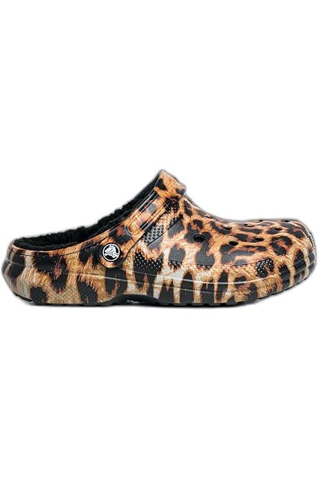 fuzzy crocs leopard
