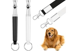 Trifletopia 2Pcs Dog Whistles - Dog Whistles for Recall - Silent Dog Whistle - Dog Whistle to Stop Barking - Adjustable Training Whistle with Lanyard - Ideal for Silent Bark Control (Black, White)