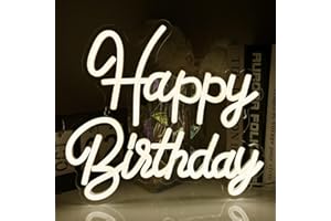 XJNOLGXIQU Enseigne Au Néon Joyeux Anniversaire Lumière Au Néon Blanc Chaud LED Enseigne Au Néon Personnalisée Enseigne Au Néon USB Personnalisée Pour Décoration Murale Cadeau D'anniversaire