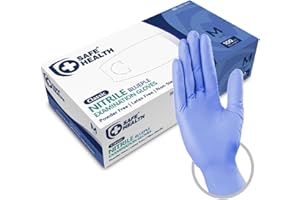 Safe Health Gants Jetables d'examen en Nitrile Bleu-Taille S M L XL, Sans poudre Sans latex-Hypoallergéniques, Soins médicaux-Aliments, 3,5 Mil