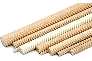 siwitec geriffelter Rundstab aus Holz, gerillt, Buche, 10er Set, 16mm, Dübelstange,Länge 1000 mm