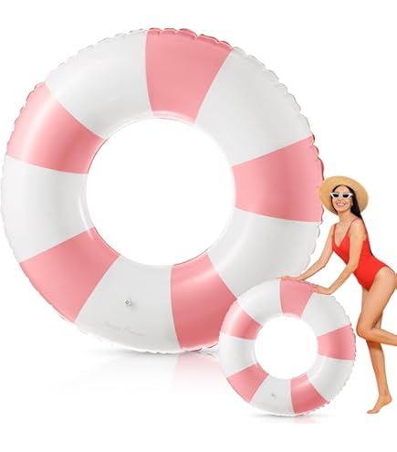 1 Bouée Gonflable Pour Enfants, Bleu Et Blanc, à Rayures, Bouée D'exercice, Bouée De Natation épaisse, Convient Pour Les Fêtes D'été Sur La Plage Et La Piscine