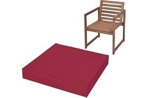 FIVE MOONS 4cm Thick Waterproof Chair Cushion Seat Foam Pad For Kitchen Dining Living Room & Garden Patio Rattan Furniture Removable Zipped Cover (Burgundy, 17" x 19" (43 x 48 cm))