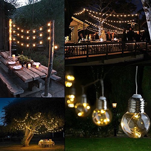 LE Birne Lichterkette 6M gelbwarmweiß 4.5w IP44 Wasserfest Kugel Kupferdraht Beleuchtung Deko für Party Weihnachten Dekolampe 25 Birnen - 9