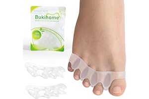 Bukihome Toe Separators, 4 Pair Soft Gel Toe Spacers to Correct Bunions, Toe Stretcher for Therapeutic Relief from Plantar Fasciitis, Foot Pain for Women & Men,Transparent Color+M