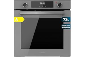 Cecotec Bolero Hexa M226000 Multifunktionsofen, integrierbar, 60 cm, Glass Grey A. 2800 W, 72 l, 7 Funktionen, Grillmodus, Fan Assisted Grill, Konvektionsmodus, Defrost, Steam Base X2, Steam EasyClean