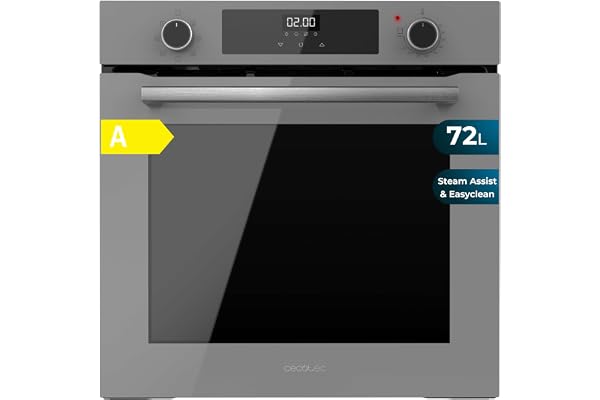 Cecotec Four Multifonction 60cm Bolero Hexa M226000 Glass Grey A. 2800W, 72L, 7 Fonctions, Mode Grill, Grill ventilé, Mode Convection, Defrost, Base vapeur X2, Steam EasyClean, Steam Assist