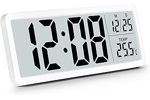 Sukeen Orologio da Parete Digitale a Batteria Con Cifre Grandi, Temperatura, 12/24 Ore, per Soggiorno, Camera da Letto, Ufficio