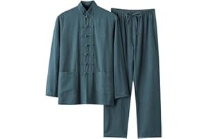 GENERISCH Herren Baumwolle Anzug Sommer Chinesischer Stil Traditionelle Kampfkunst Kung Fu Und Tai Chi Uniform Wushu Klassisch Tangzhuang Langärmelig Hemd Hose Unisex Training Freizeit Kleidung