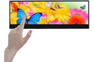VSDISPLAY Przenośny monitor dotykowy, 14 cali 3840 x 1100 4K IPS rozciągnięty wyświetlacz barowy, wejście wideo typu C mini HDMI DP, podwójne głośniki, do obudowy komputera DIY, ekranu studia