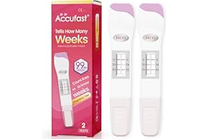 Accufast Test di Gravidanza per il Rilevamento Precoce con INDICATORE SETTIMANALE - Dirti da quante settimane sei incinta, 25 mIU/ml Test dell'urina hCG con Accurato al 99,99% (2 Unità)