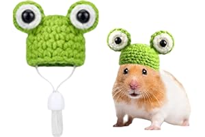 OTKARXUS Hamster Hat,1PC Cute Animal Frog Pet Hat with Adjustable Strap,Hand Knitted Tiny Hat Costume Accessories for Small Animals Christmas Holiday Party Photo Props (Frog)