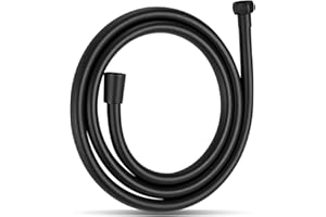 OFFO Flexible de Douche 2m,Avec protection Anti-Torsion,PVC Tuyau de Douche,Haute pression de remplacement Tuyau de Douche,Pour robinetterie de salle de bains,Noir Mat