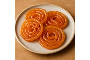 LILYS INDIAN VEGETARIAN CUISINE Authentic Indian Jalebi – Crispy, Juicy, Sweet Spiral Dessert | Traditional Mithai | Ready to Eat | 4 piece