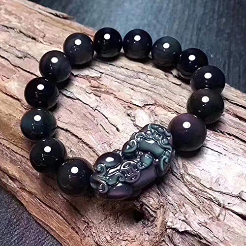 Liudaye Natural Rainbow Eye Obsidian Pixiu bracelet for men and women gifts