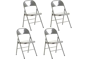 LuxNook Lot de 4 chaises Pliantes en métal Solide, idéales pour Camping, Bureau, invités, visiteurs et conférences. Peu encombrantes et Facilement Pliables, avec Une capacité de Charge de 150 kg.