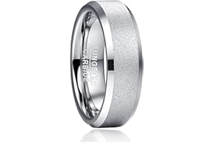 TUNGSTORY Bagues en Tungstène pour Hommes Femmes Finition Sablée 4mm/6mm/8 mm Alliance Argentée Simple pour Mariage