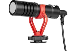 Boya by-MM1 Shotgun-Mikrofon für iPhone, Android-Smartphones, DSLR-Kameras, Camcorder - batterieloses Kamera-Mikrofon Vlog-Video-Mikrofon