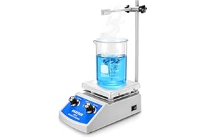 ANZESER Magnetic Stirrer Heating Plate 120 x 120 mm 380 °C for Simultaneous Mixing Stirring and Heating EU Plug, PTFE (Polytetrafluoroethylene), Aluminium