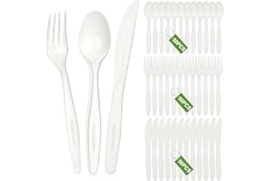 WITHOSENT 150 piezas Juego Cubiertos de Plástico reutilizables, 50 Tenedores/ 50 Cuchillos/ 50 Cucharas, Apto para Lavavajillas, sin BPA, Ideal para Celebraciones Familiares, Bodas y Cumpleaños