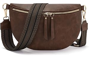 Vezluax 30x20cm Cross Body Bumbags for Ladies Large Bum Bag Stylish Waist Packs Women's Bumbag Fanny Pack for Women Belt Bag with Wide Strap Retro-Brown