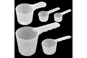 JRSHIRLEYLTD Lot de 5 cuillères doseuses millilitre 100, 70, 50, 40, 20, doseur de lessive en plastique transparent pour lait en poudre, poudre de protéine, farine, fournitures de cuisine