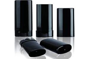 COSIDEA 25 recipientes de plástico vacíos de 15 g de forma ovalada negra para bálsamo labial, tubo de desodorante, tubo de lápiz labial, recipiente pequeño de embalaje de cera