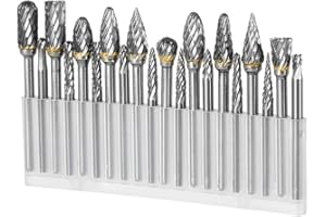 ACETCHS Juego de fresas de metal duro con doble corte para Dremel, 20 unidades de metal duro, fresa rotativa con broca de vástago de 1/8 pulgadas, para trabajar la madera, tallar, pulir metales