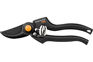 ‎FISKARS Fiskars Bypass-Gartenschere für frische Äste und Zweige, Antihaftbeschichtet, Hochwertige Stahl-Klingen, Länge: 22,5 cm, Schwarz/Orange, Pro, P90, 1001530