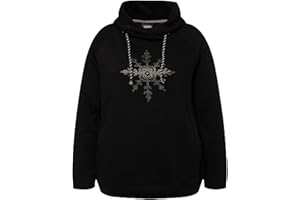 Ulla Popken Femme Grandes Tailles Sweat-Shirt à col Montant et Manches Longues, Poches, Flocon de Neige 824386