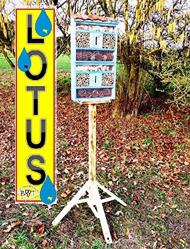 Nistkästen blau hellblau als insektenhotel, mit Holzrinde-Naturdach, mit Spezialoberflächenbeschichtung „LOTUS“, FDV-HOLO-OS Insekten Florfliegen Marienkäferhaus als Ergänzung zum Meisen nistkästen Meisenkasten oder zum Vogelhaus Vogelfutterhaus Futterstation für Vögel Insektenhäuschen – insektenhotels, insektenhotel für ökologische biologische natürliche Blattlausbekämpfung, Marienkäferhaus-Marienkäfer-Marienkäferkasten-Schmetterlingshaus-Schmetterlinge,Gartendeko - 2