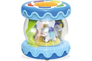 FLEX VALUE Children musical drum, kids musical play, Educatuonal musical toy, Learning toy for boys and girls, Animal sounds,Nursery Rhymes, music with flashing lights (small blue)