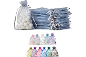 ‎SOUL PROJEKT Soul Projekt [100 Stk.] Organzasäckchen mit Kordelzug für Hochzeiten, Schmuck, Geburtstage, Bastelarbeiten, Kristalle, Süßigkeiten, Gastgeschenke. Grau Organza Bags Grey 10x15 x100