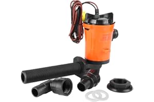 OREILET Livewell Pump, 12V 800GPH Submersible Boat Bilge Water Pump, Live Bait Tank Aerator Submersible Cartridge Boat Aeration Pump, Boat Accessory for Boat Hulls Livewells/Bait Tanks