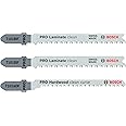 Bosch 3x PRO Laminate Jigsaw Blade Set 3-Piece for T-Shank (for Parquet, Solid Laminate Vinyl, PVC, Length mm, Professional Accessory Jigsaw)