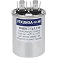 VEXUNGA 7.5uF 7.5 MFD 370VAC 440VAC 450VAC 50/60Hz CBB65B Round Run Start Capacitor for AC Unit Fan Motor Start or Pool Pump or Air Condenser Straight Cool