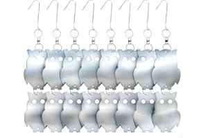 De-Bird Repellent Owls Reflective and Decorative Scare Deterrent to Keep Pigeons, Woodpeckers, Crows, Hawks and More Pests Away - Works with Scare Devices like Netting, Scare Tape, Spikes, Scarecrows