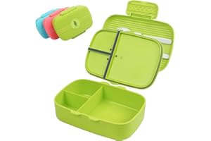 WELTRXE Bentobox, 3 Fächer Lunchbox mit Deckel Auslaufsicher und Spülmaschinenfest, Dichte Brotdose für Kinder und Erwachsene, 720ml BPA-Frei Super für Fitness und Diät Mikrowellengeeignet Grün