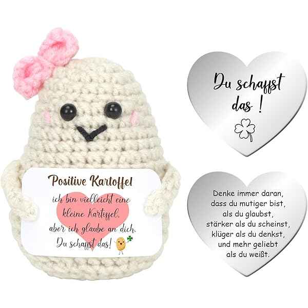 Pocket Hug Positive Katze - Süßer Häkel-Schlüsselanhänger Mit Motivationskarte