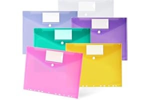 SOSAYET Dokumententasche A4 30 pack, Dokumentenmappe A4 Transparent Sammelmappen mit 11 Lochrand und Etikettentasche, A4 Sichttasche Dokumenten für Dokumente Organisiere (6 Farben)