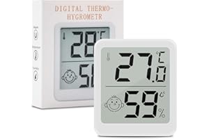 Wepai Lot Thermometre Interieur Maison, LCD Mini Digital Thermomètre avec Hygromètre, Mesure de Précision Murale pour Chambre Bébé, Culture et Cave, Blanc (1)