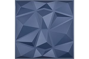 Art3d Textures - Paneles de pared 3D azul marino con diseño de diamante blanco, 50 x 50 cm, para sala de estar, baño, decoración de cocina (paquete de 12)